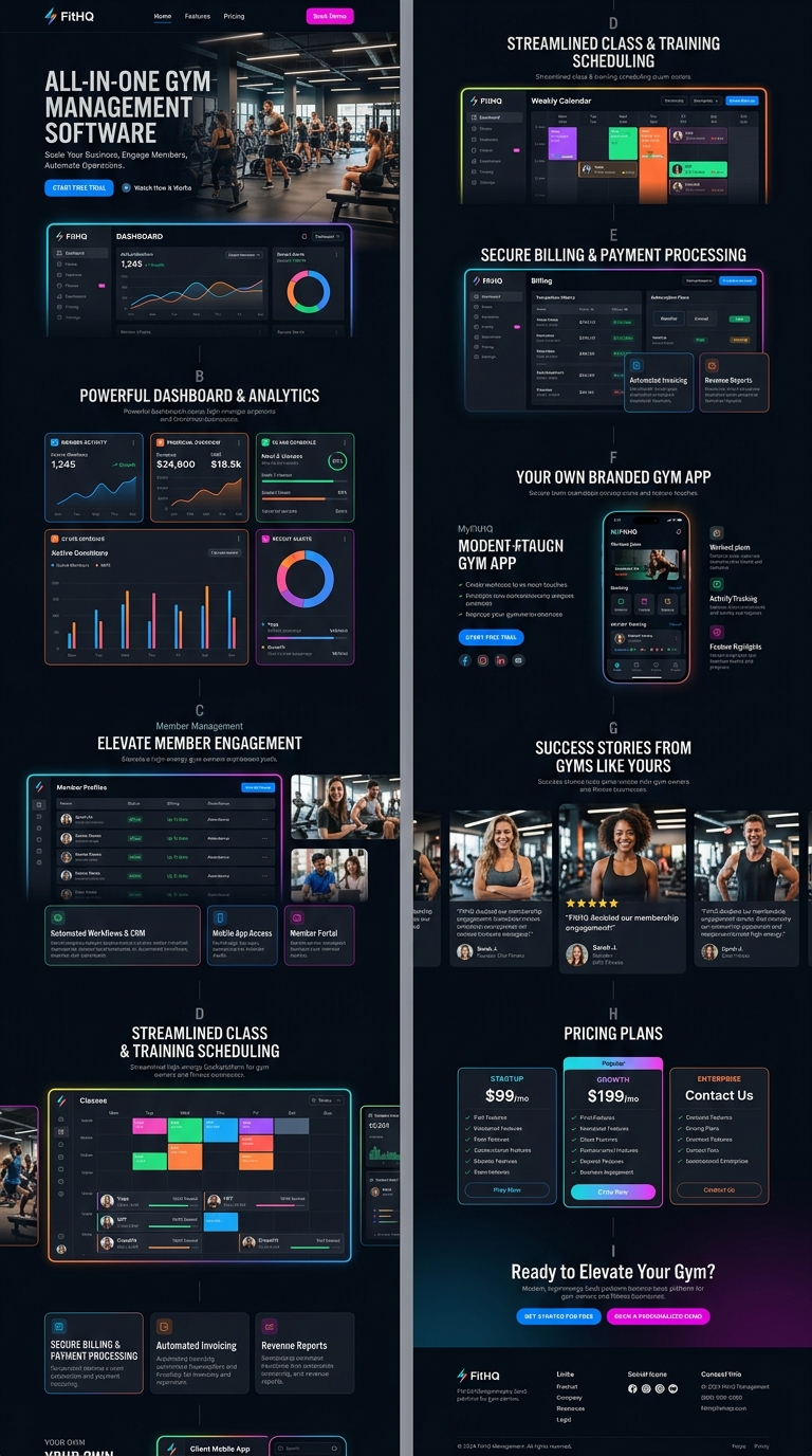 Apex Fitness Management interface and dashboard preview