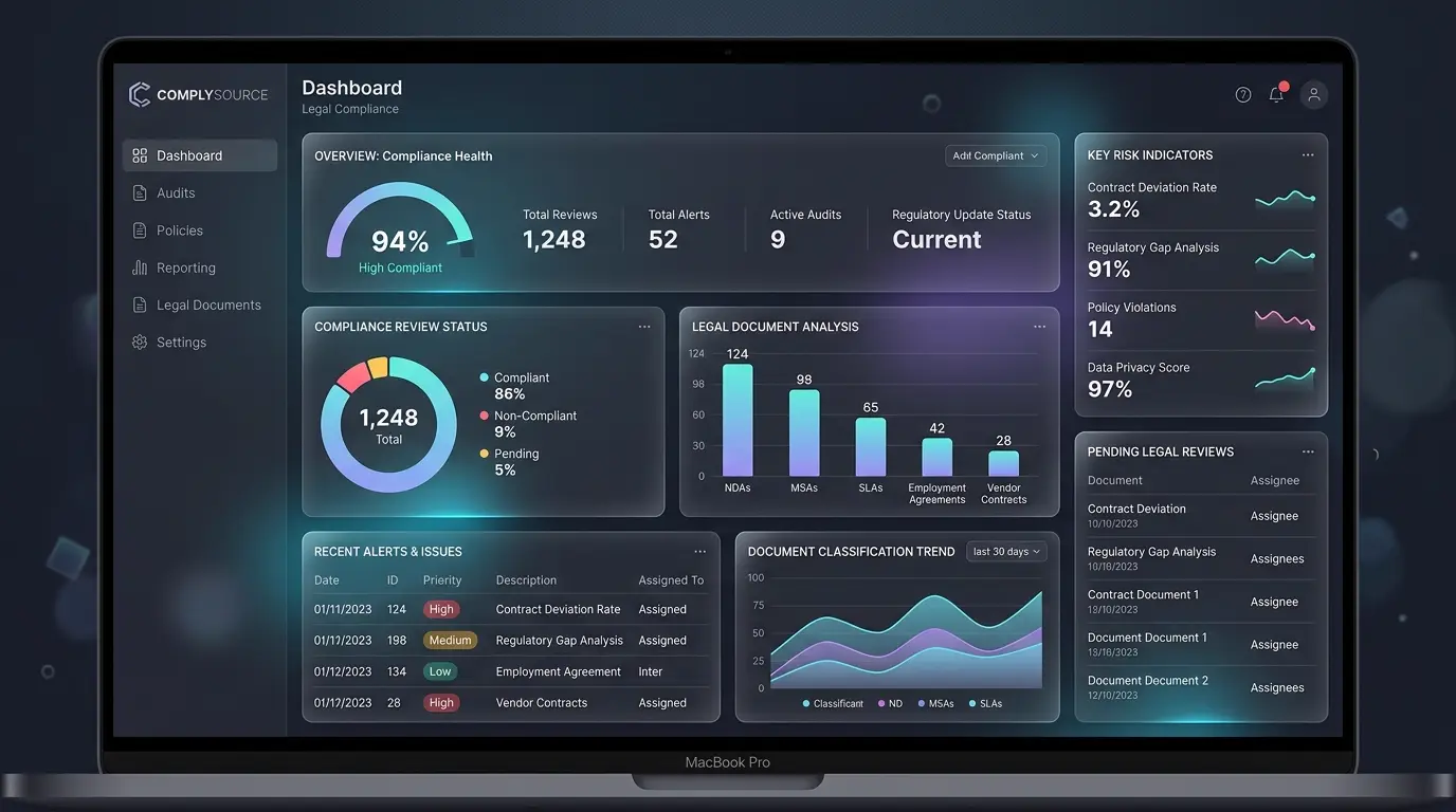 Business analytics dashboard interface