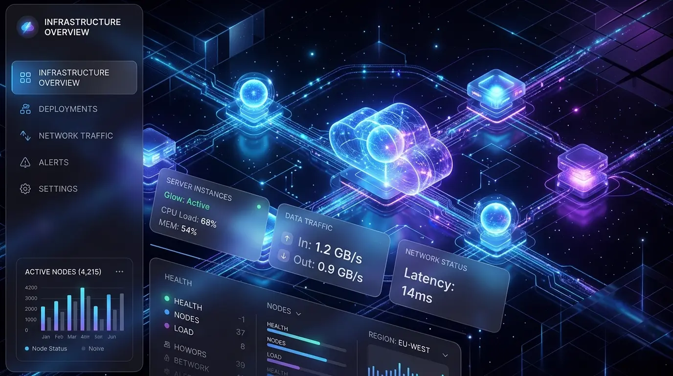 Cloud systems visual for infrastructure and hosting