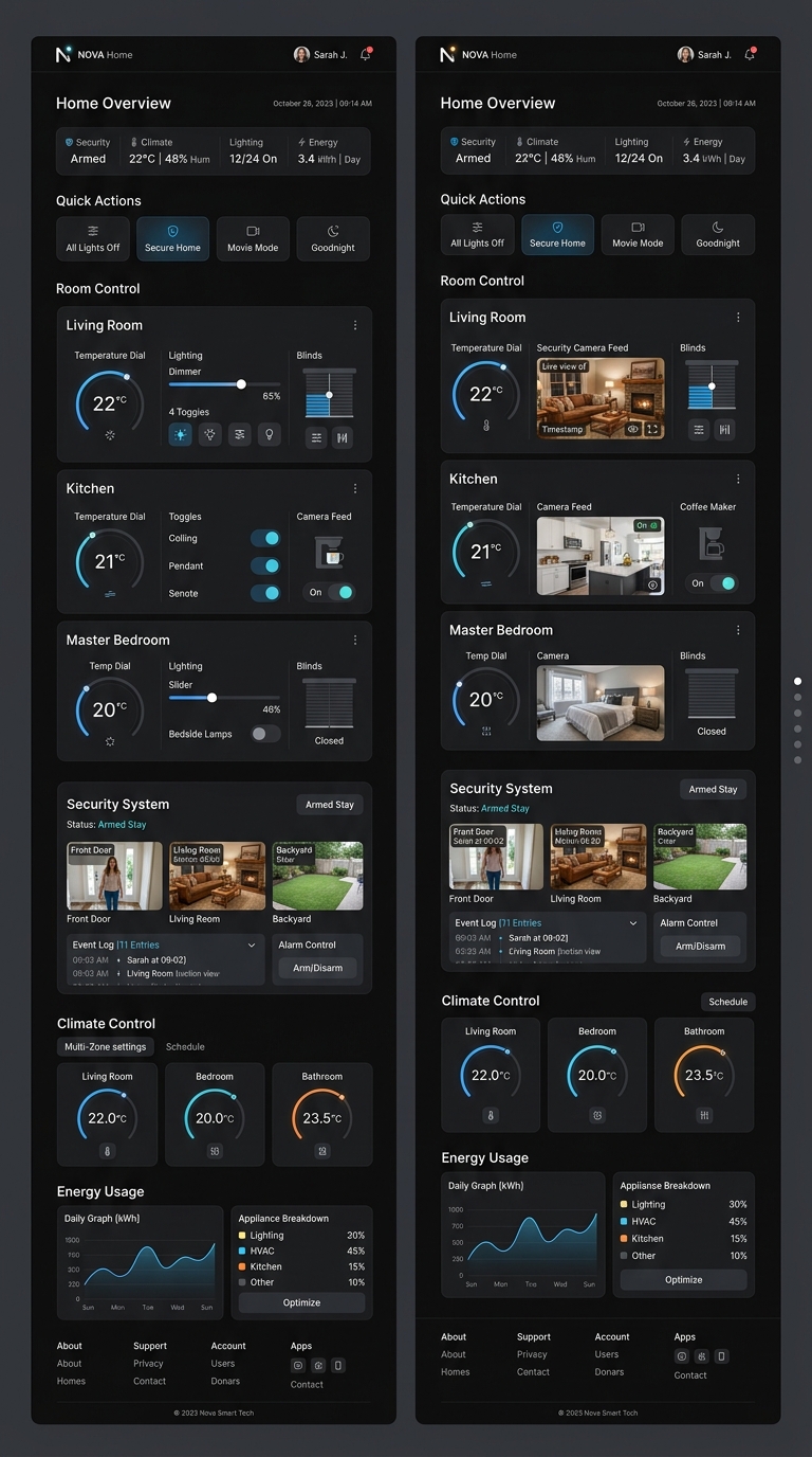 Lumina IoT Smart Home interface and dashboard preview